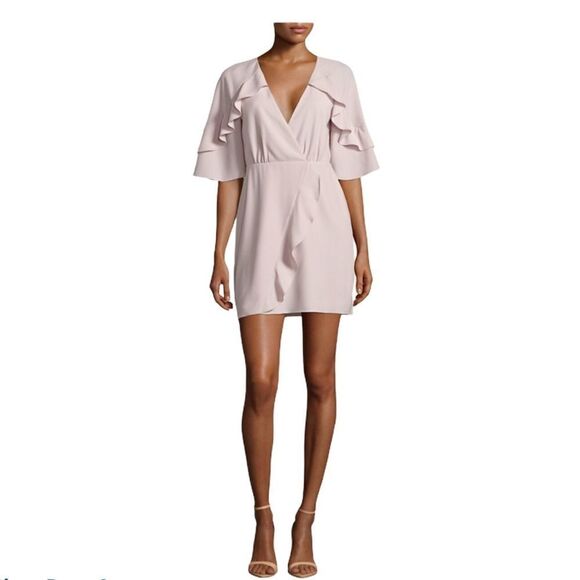 H Halston Primrose Light Pink Flutter Dress US 2 - Picture 2 of 10